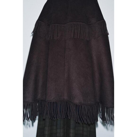 ZARA WOOL FRINGED CAPE - Picture 4 of 8